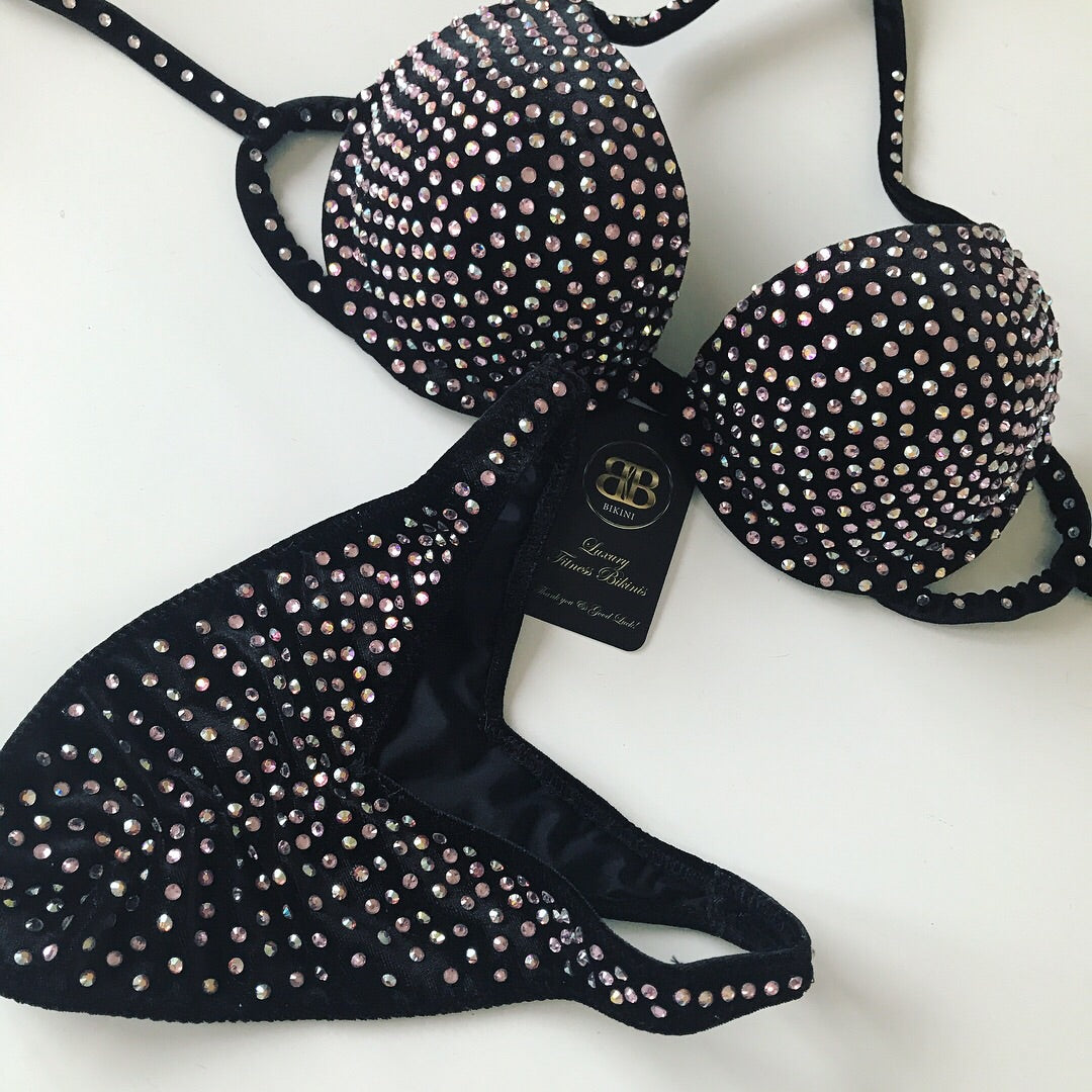 Black velvet pink & AB pink (23) competition bikini