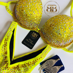 Ombre neon yellow, gold -AB sunny (08) competition bikini