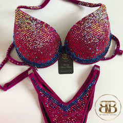 Ombre sapphire, gold- fuchsia (07) competition bikini