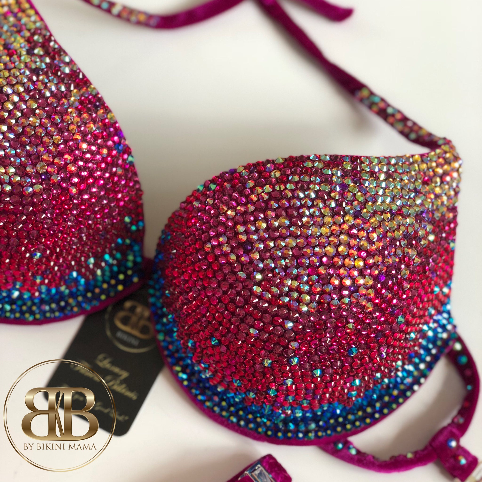 Ombre sapphire, gold- fuchsia (07) competition bikini